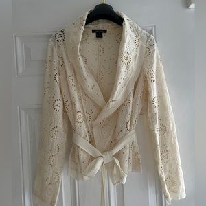Karen Kane Cream Drape Open Front Cardigan